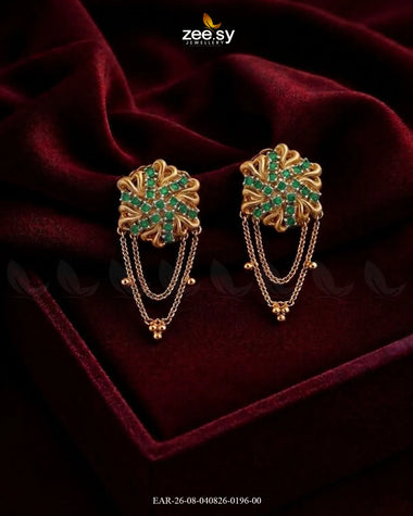 Floral Gemstone Chain Drop Earrings