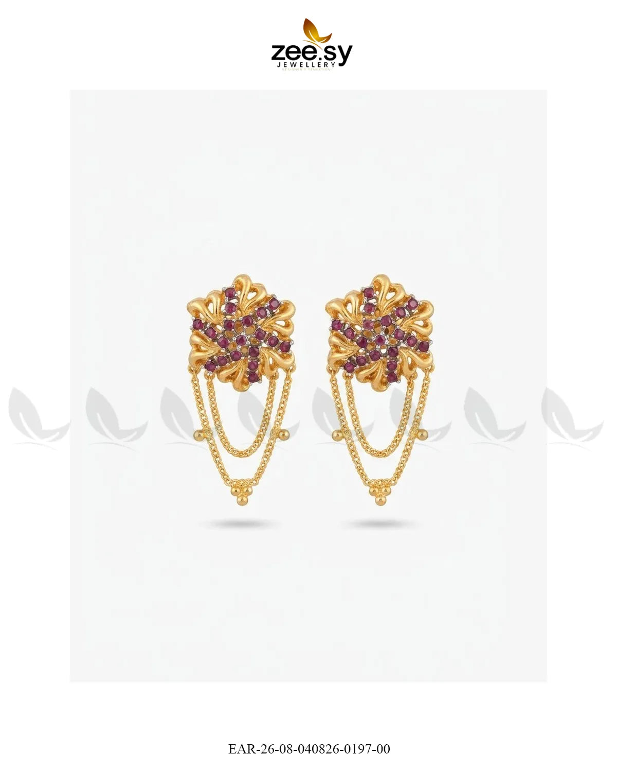 Floral Gemstone Chain Drop Earrings
