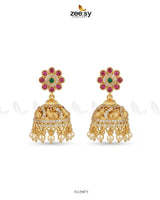 Floral Jhumka Pearl Earrings Earrings - Zeesy Jewellery Pakistan | Premium Artificial & Imitation Jewellery