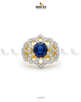 Floral Leaf Crystal Zircon Ring