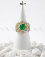 Floral Leaf Crystal Zircon Ring