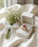 Floral Leaf Crystal Zircon Ring