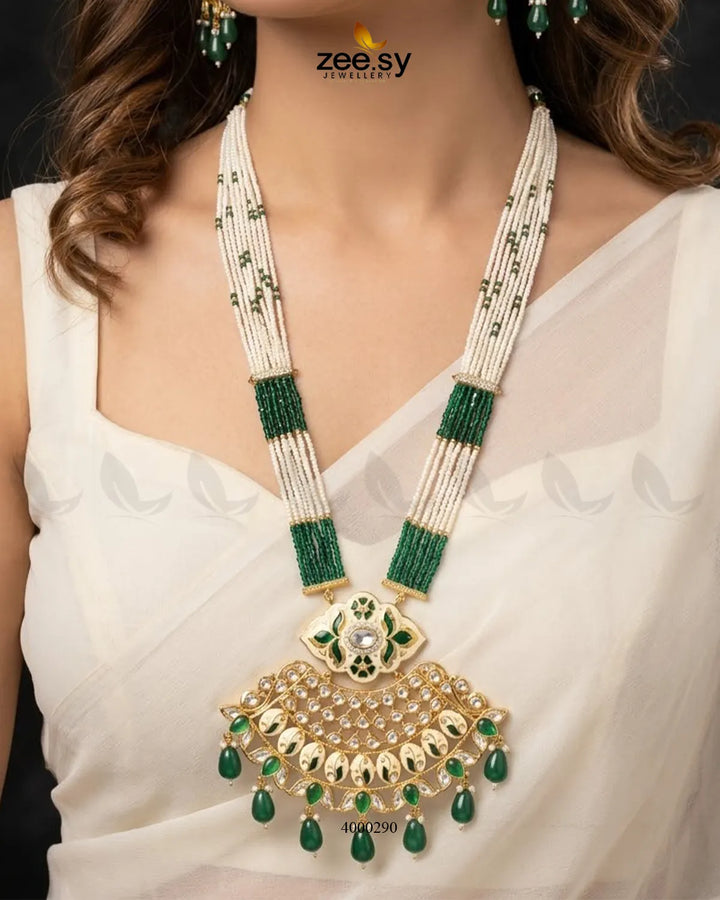 Floral Pearl Drop Malla Set Malla Necklace - Zeesy Jewellery Pakistan | Premium Artificial & Imitation Jewellery