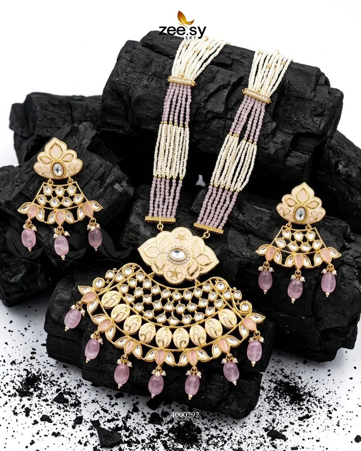 Floral Pearl Drop Malla Set Malla Necklace - Zeesy Jewellery Pakistan | Premium Artificial & Imitation Jewellery