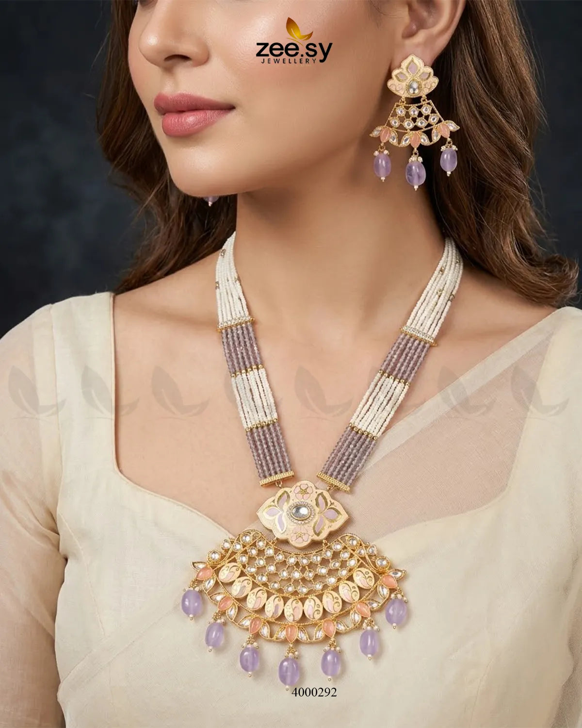 Floral Pearl Drop Malla Set Malla Necklace - Zeesy Jewellery Pakistan | Premium Artificial & Imitation Jewellery