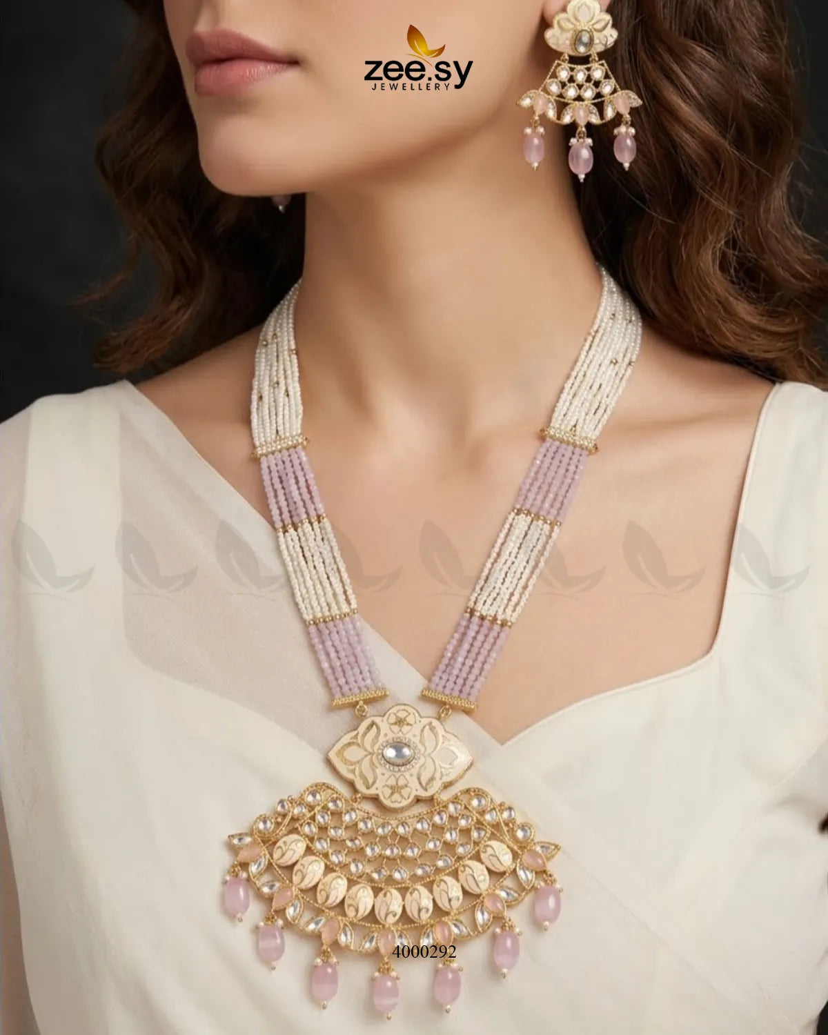 Floral Pearl Drop Malla Set Malla Necklace - Zeesy Jewellery Pakistan | Premium Artificial & Imitation Jewellery