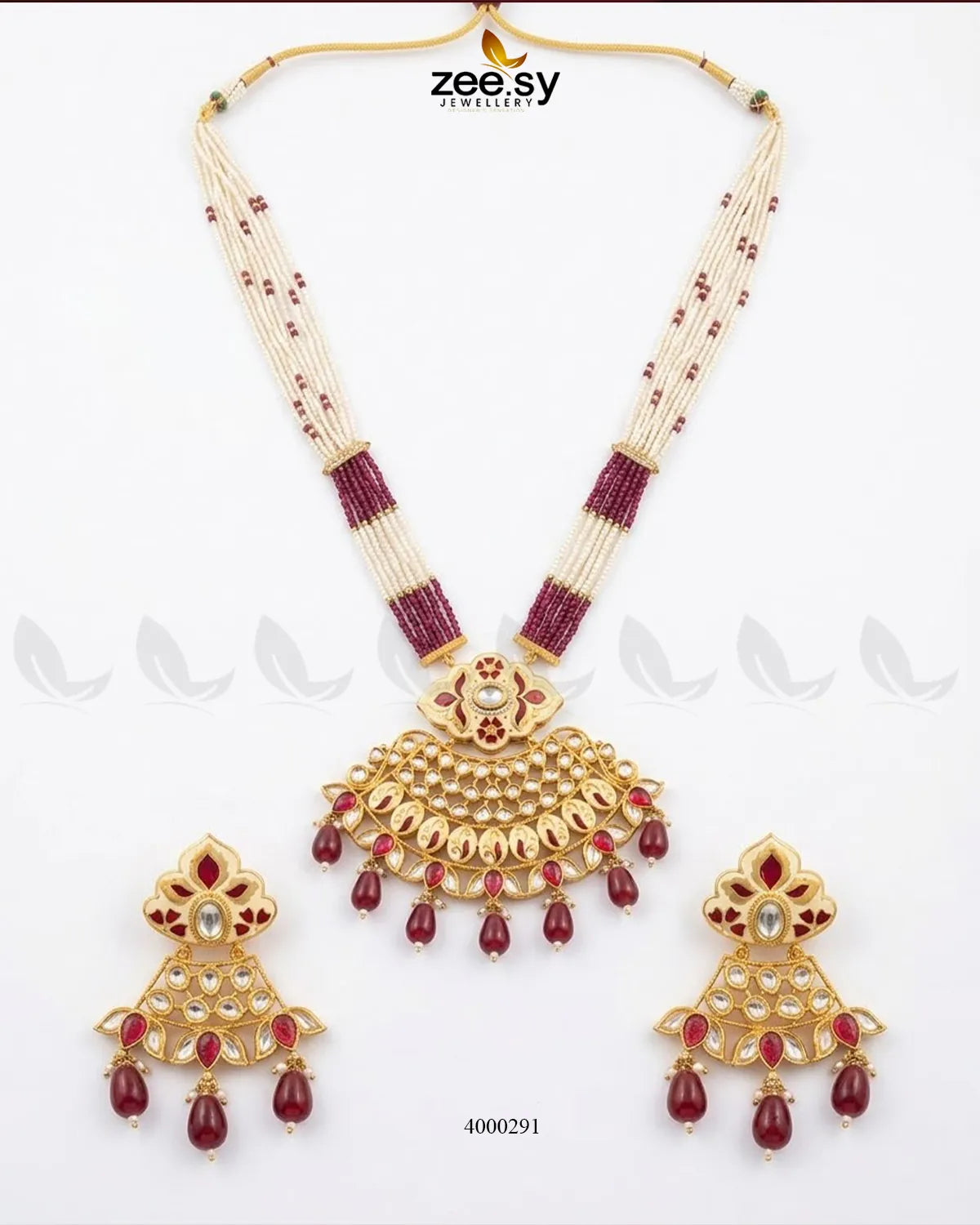 Floral Pearl Drop Malla Set Malla Necklace - Zeesy Jewellery Pakistan | Premium Artificial & Imitation Jewellery