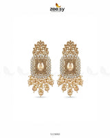Floral Square Stone Bridal Earrings Earrings - Zeesy Jewellery Pakistan | Premium Artificial & Imitation Jewellery