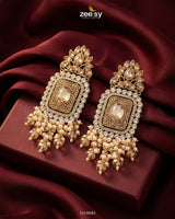 Floral Square Stone Bridal Earrings