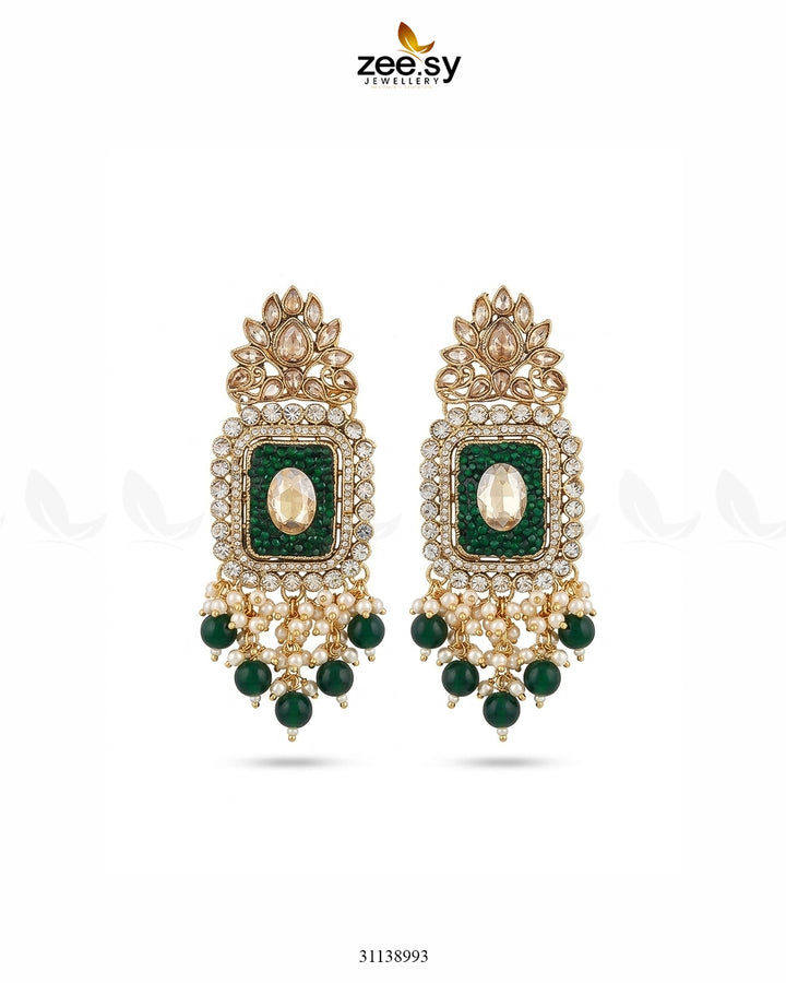 Floral Square Stone Pave Earrings Earrings - Zeesy Jewellery Pakistan | Premium Artificial & Imitation Jewellery