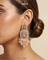 Floral Square Stone Bridal Earrings