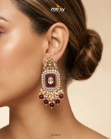 Floral Square Stone Bridal Earrings