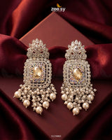 Floral Square Stone Bridal Earrings Earrings - Zeesy Jewellery Pakistan | Premium Artificial & Imitation Jewellery