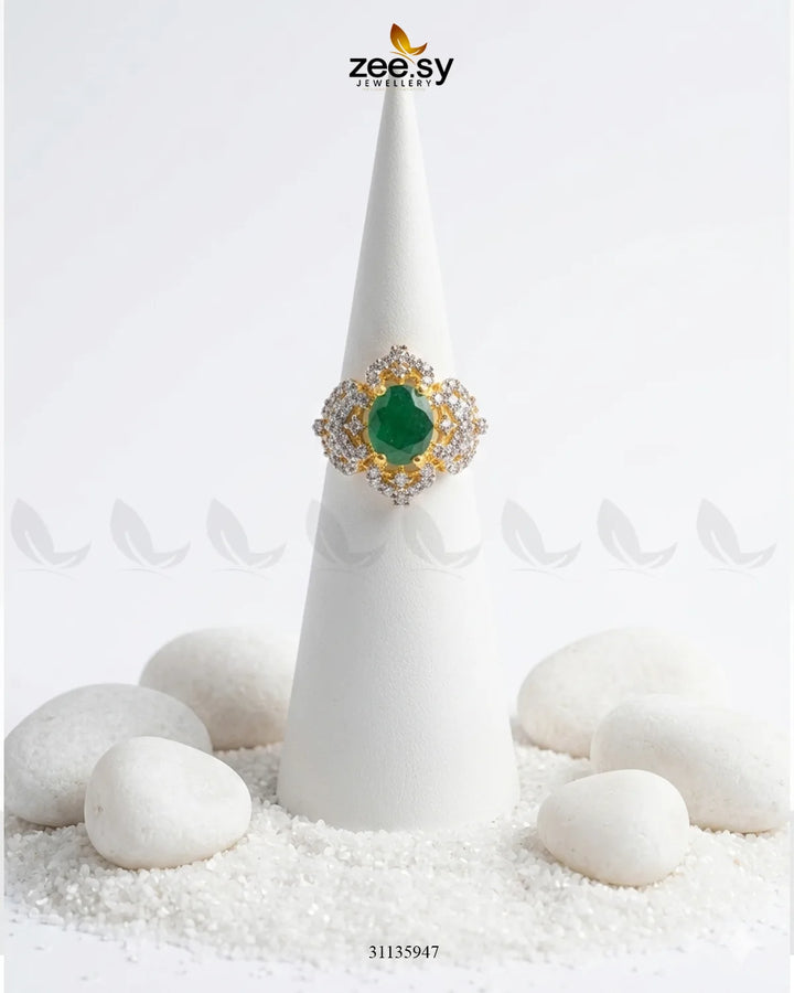 Floral Stone Cluster Ring Finger Ring - Zeesy Jewellery Pakistan | Premium Artificial & Imitation Jewellery
