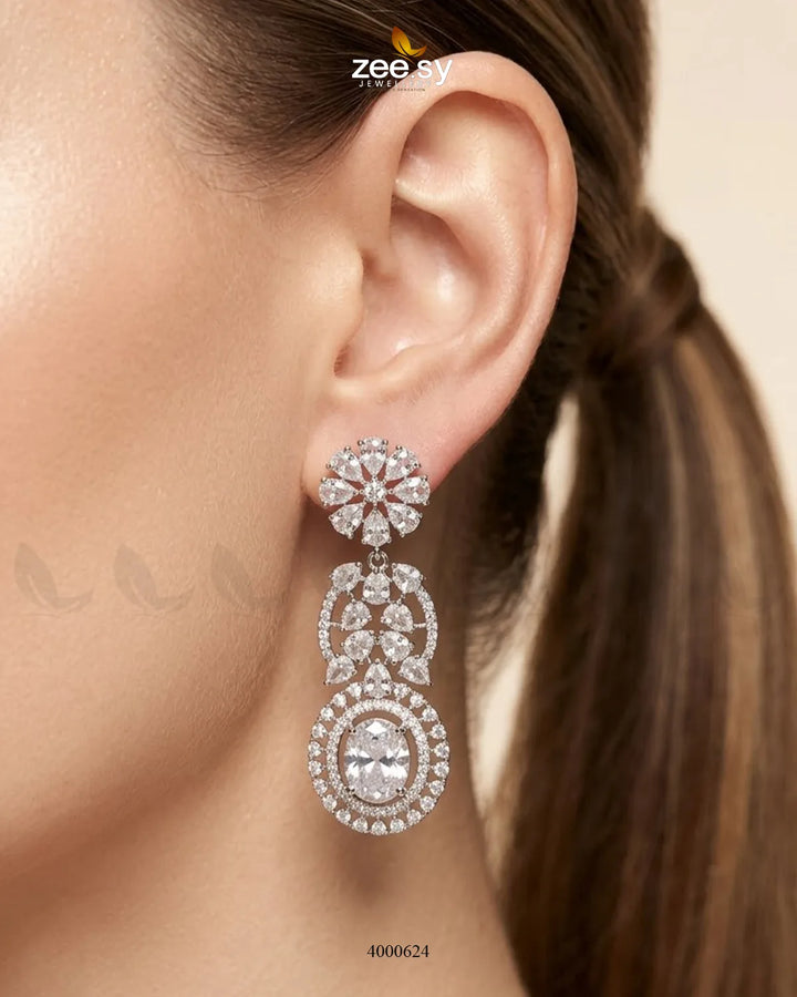 Floral American Diamond Necklace Set