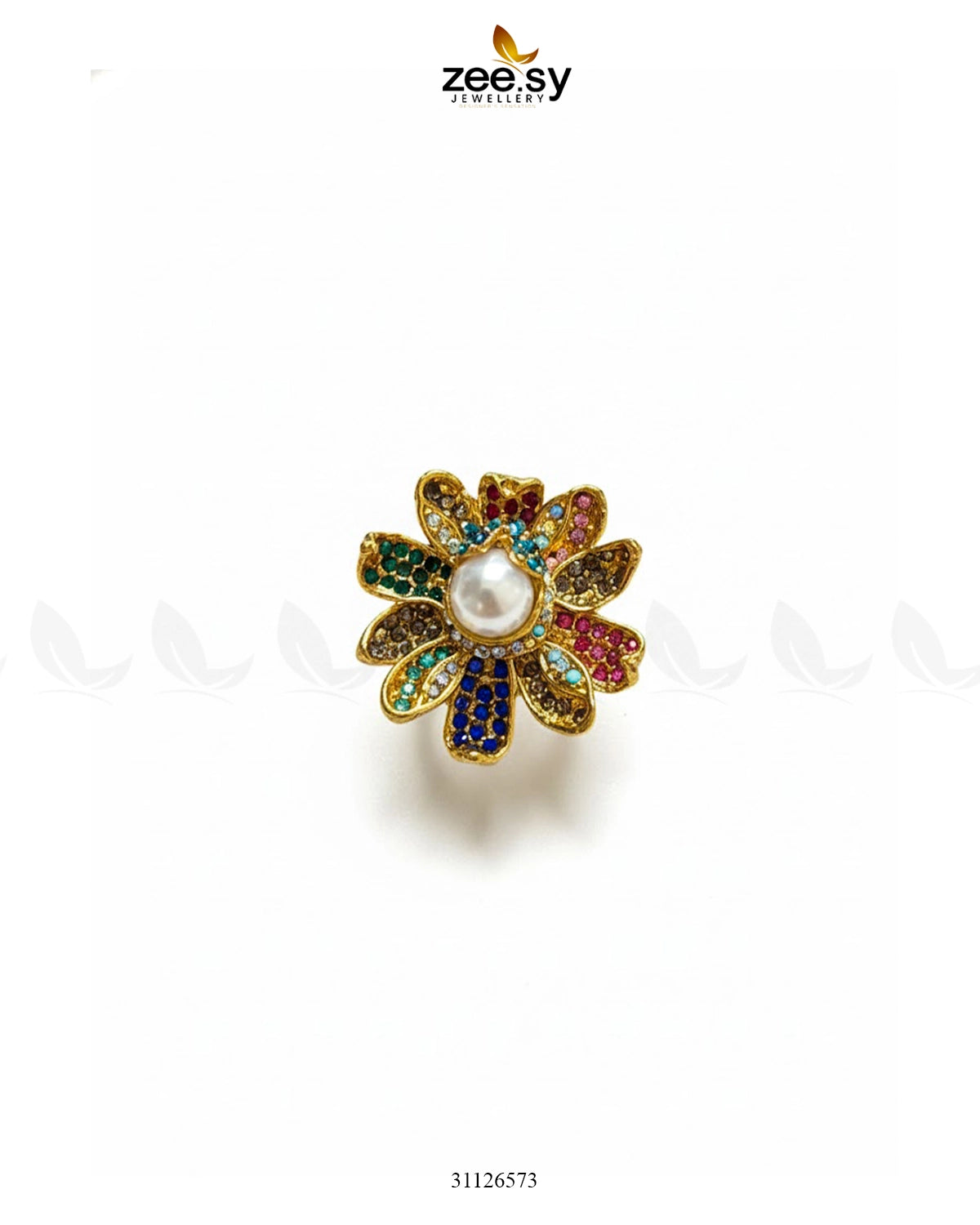 Floral Art Cluster Pave Ring