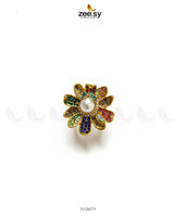 Floral Art Cluster Pave Ring