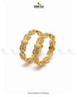 Floral Medallion Cuff Bangles - Zeesy Jewellery