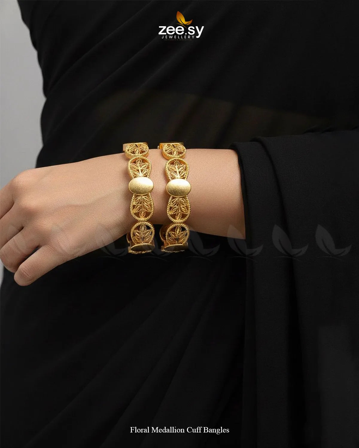 Floral Medallion Cuff Bangles - Zeesy Jewellery