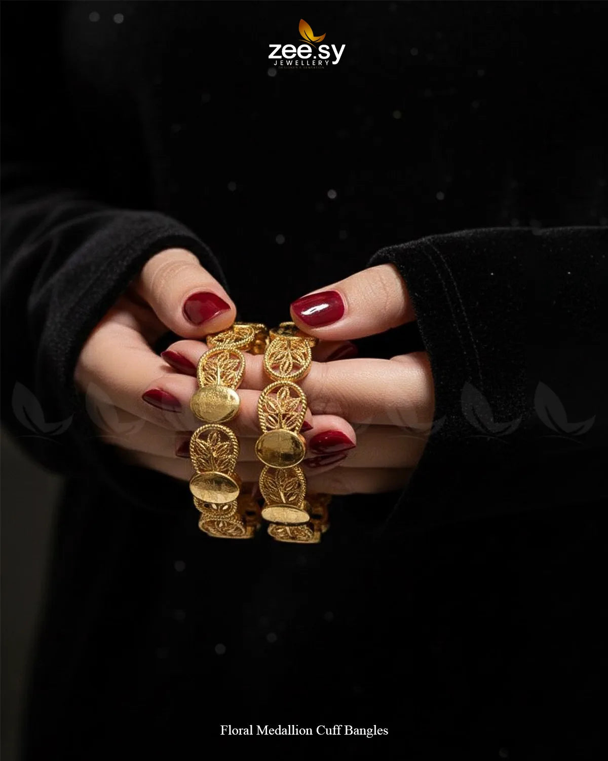Floral Medallion Cuff Bangles - Zeesy Jewellery