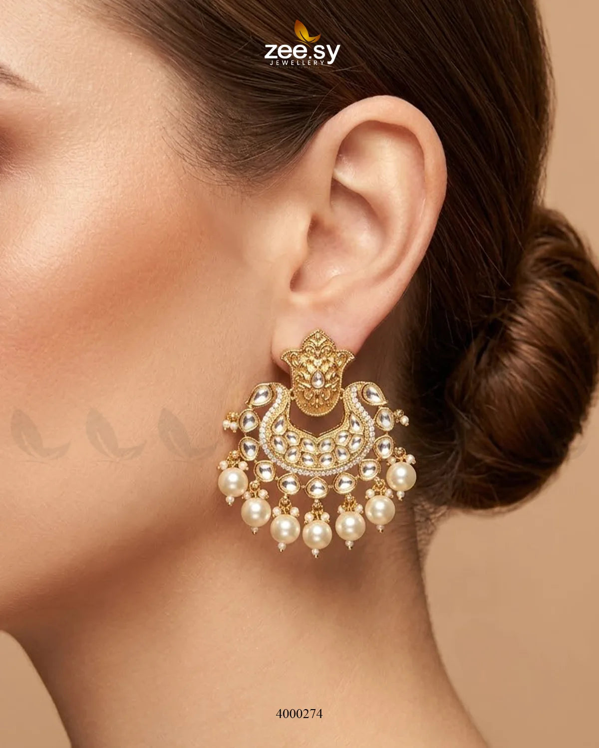 Floral Pearls Chandbali Malla Set