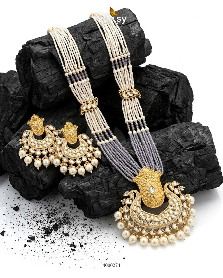 Floral Pearls Chandbali Malla Set