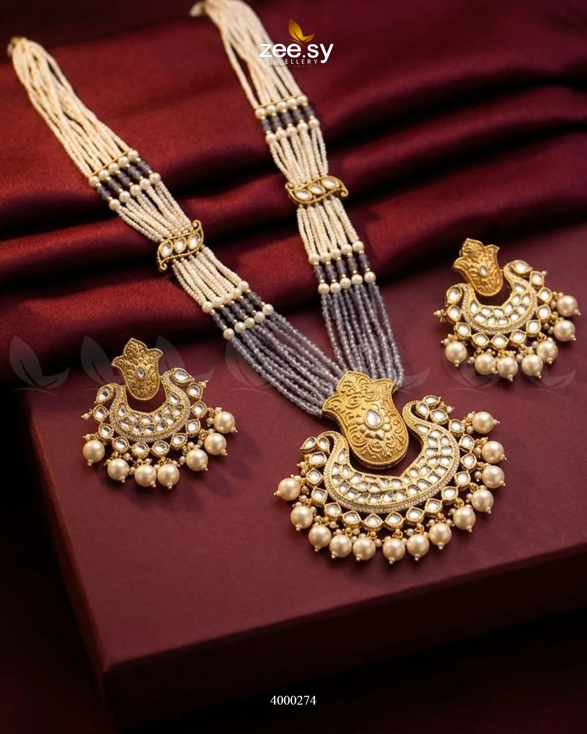 Floral Pearls Chandbali Malla Set