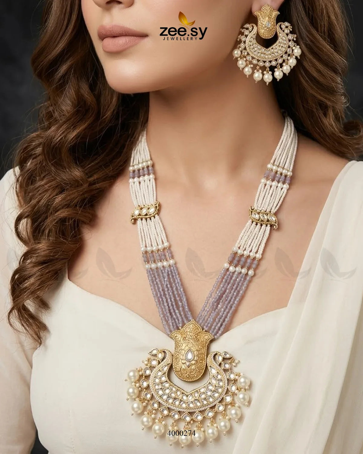 Floral Pearls Chandbali Malla Set