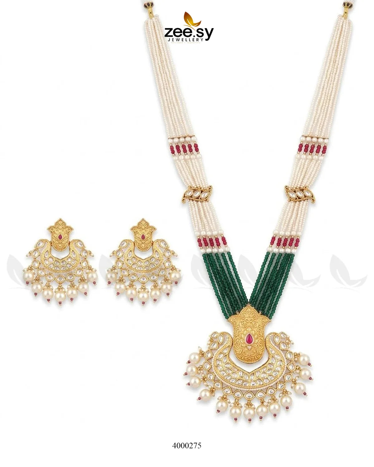 Floral Pearls Chandbali Malla Set
