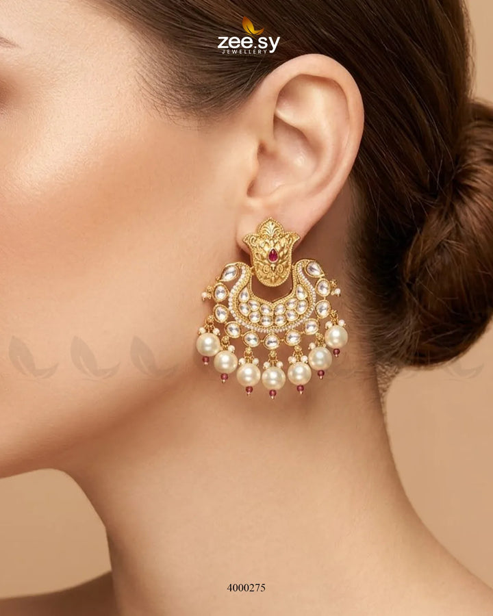 Floral Pearls Chandbali Malla Set