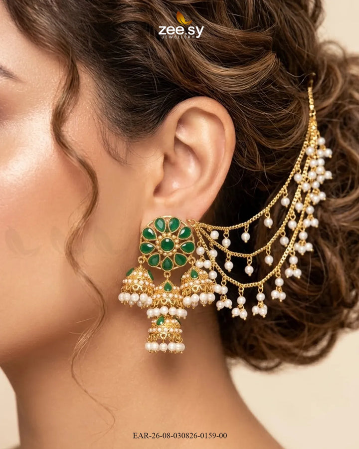 Floral Pearl Sahara Jhumka Earrings