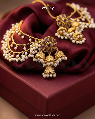 Floral Pearl Sahara Jhumka Earrings
