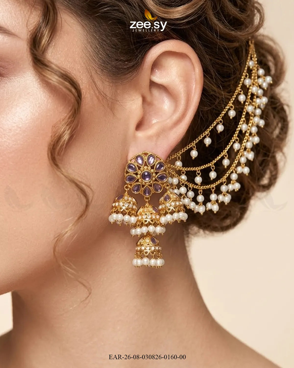 Floral Pearl Sahara Jhumka Earrings