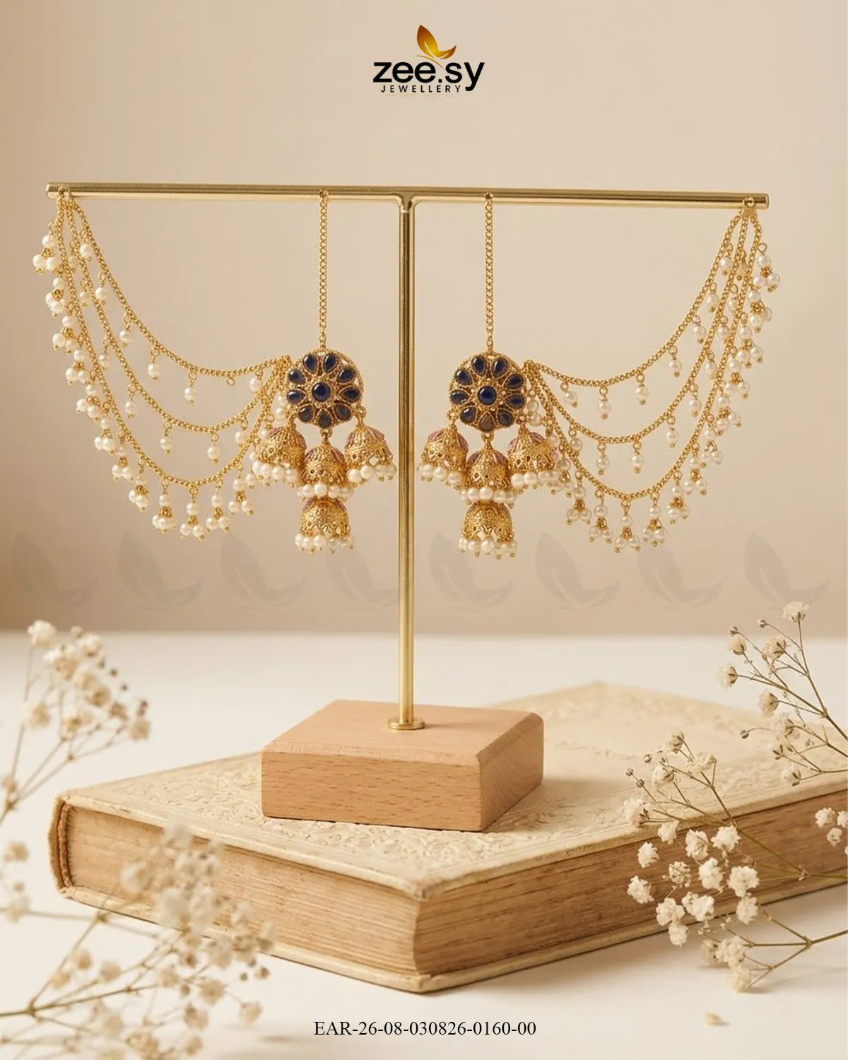 Floral Pearl Sahara Jhumka Earrings