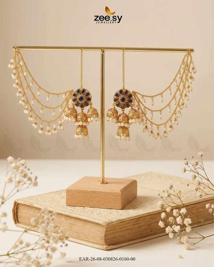 Floral Pearl Sahara Jhumka Earrings