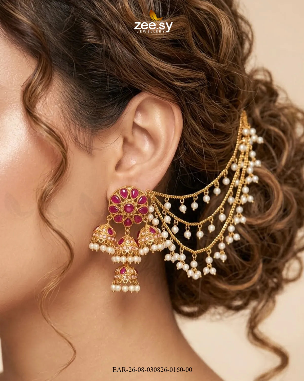 Floral Pearl Sahara Jhumka Earrings