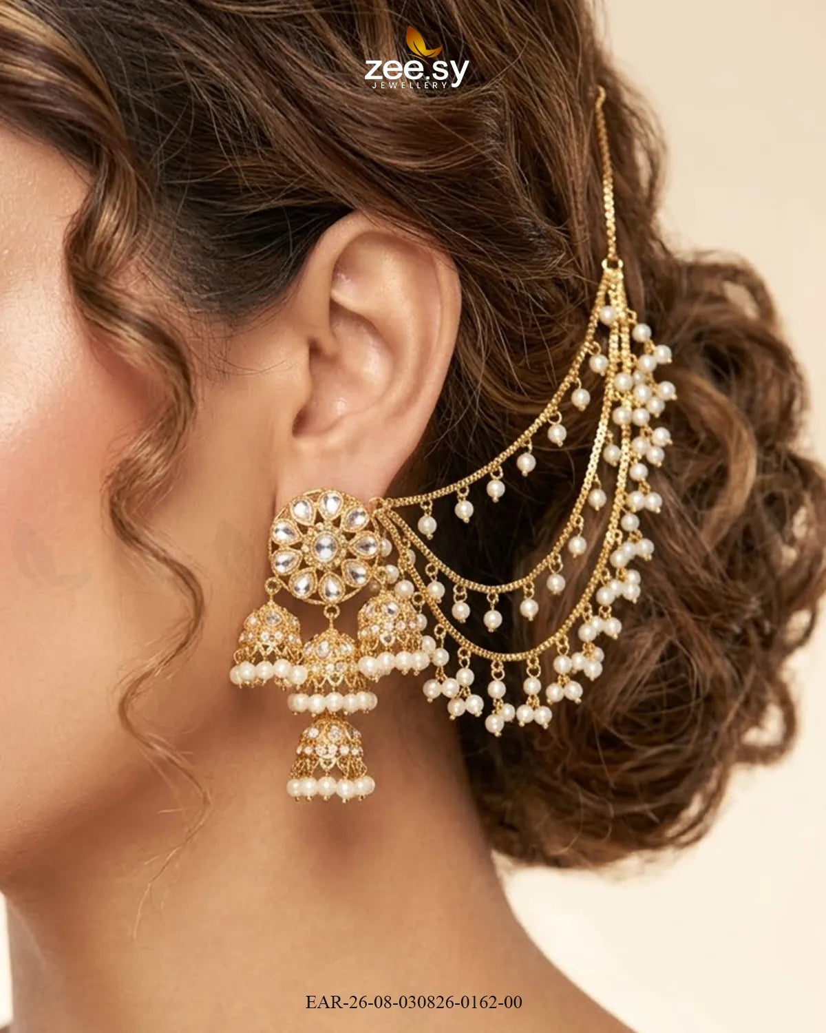 Floral Pearl Sahara Jhumka Earrings
