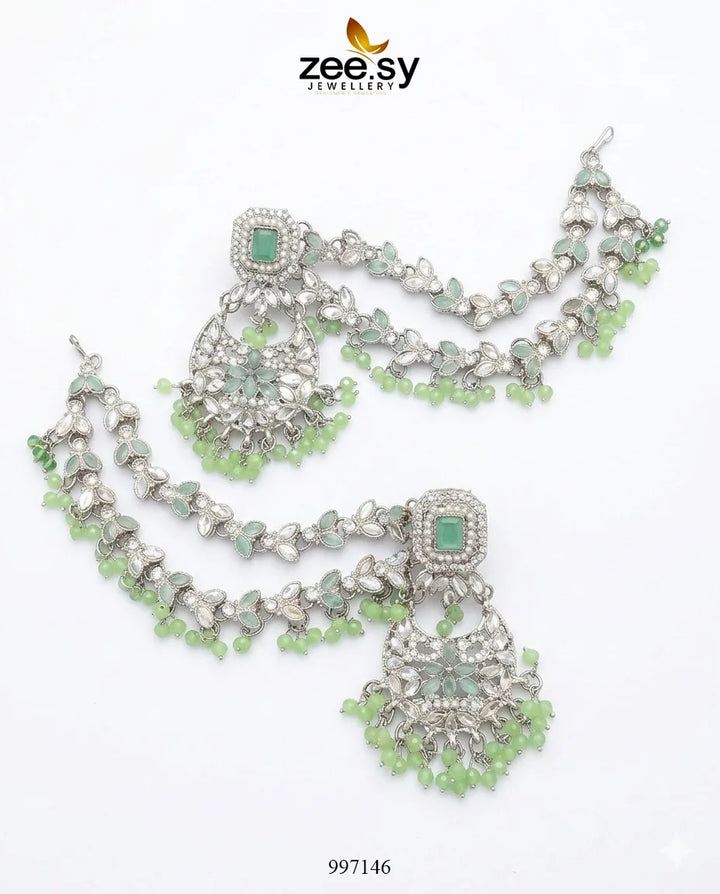 Florendil Earrings Silver Mint Green Earrings - Zeesy Jewellery Pakistan | Premium Artificial & Imitation Jewellery