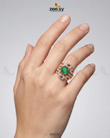 Flower Bold Stone Ring Finger Ring - Zeesy Jewellery Pakistan | Premium Artificial & Imitation Jewellery