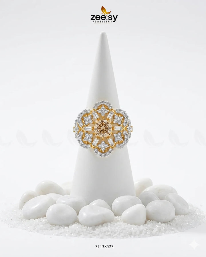 Flower Celestia Zirconia Ring Finger Ring - Zeesy Jewellery Pakistan | Premium Artificial & Imitation Jewellery