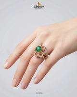 Flower Celestia Zirconia Ring Finger Ring - Zeesy Jewellery Pakistan | Premium Artificial & Imitation Jewellery