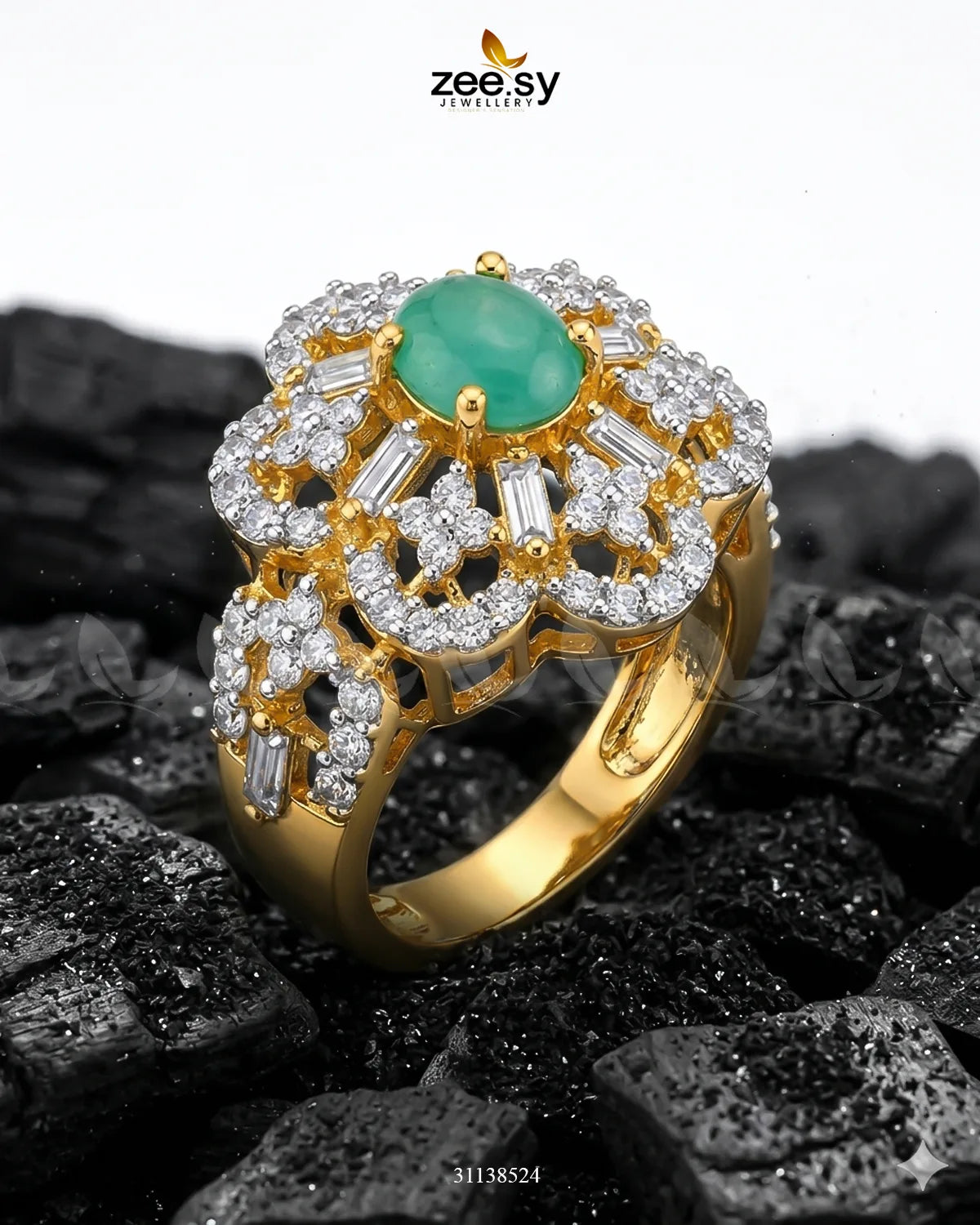 Flower Celestia Zirconia Ring Finger Ring - Zeesy Jewellery Pakistan | Premium Artificial & Imitation Jewellery