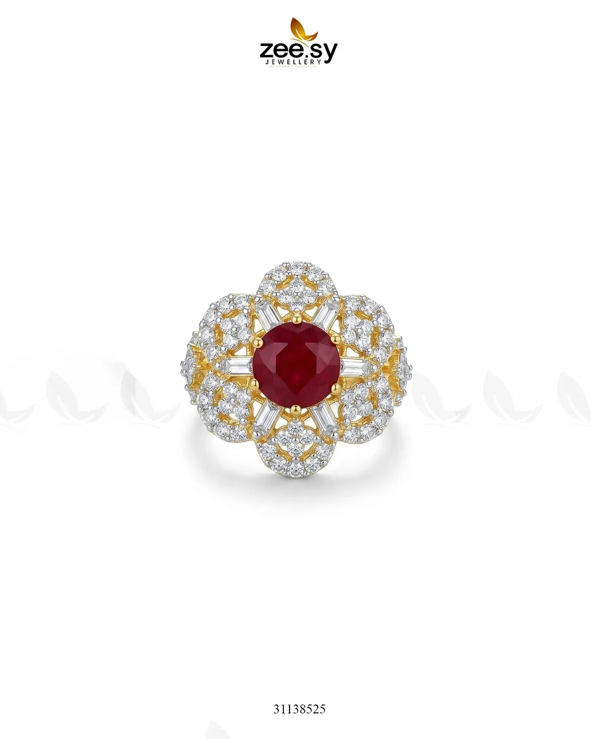 Flower Celestia Zirconia Ring Finger Ring - Zeesy Jewellery Pakistan | Premium Artificial & Imitation Jewellery