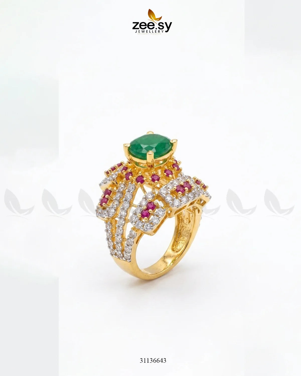 Flower Center Stone Cluster Ring Finger Ring - Zeesy Jewellery Pakistan | Premium Artificial & Imitation Jewellery