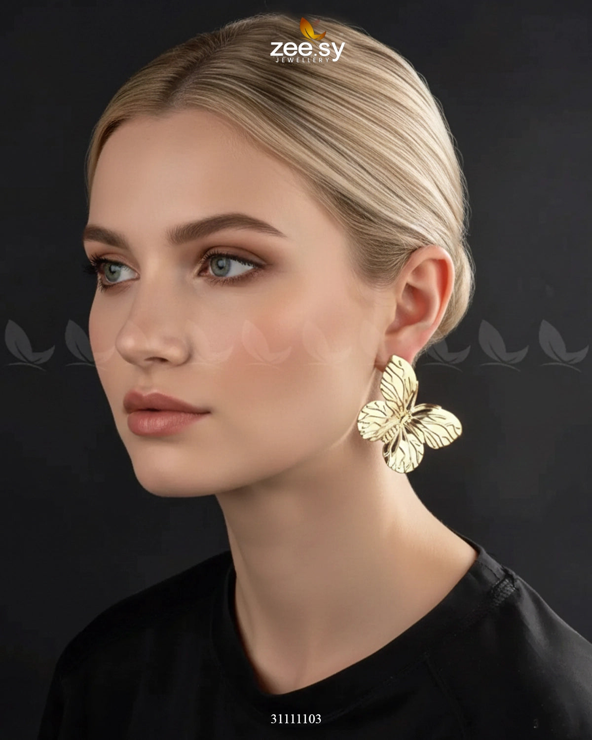 Fluttera Earrings Golden - Zeesy Jewellery