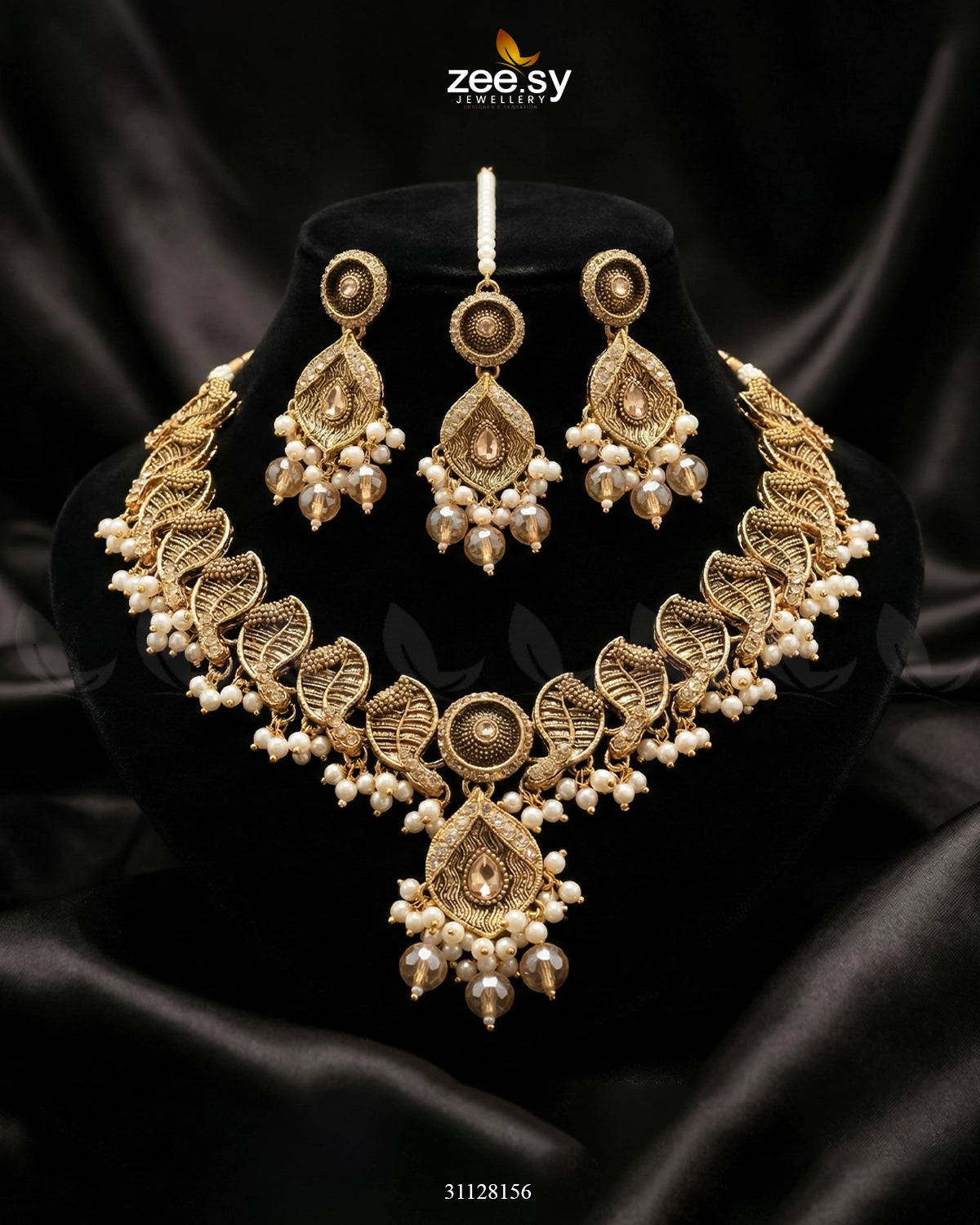 Foliage Bold Leaf Necklace Set - Zeesy Jewellery