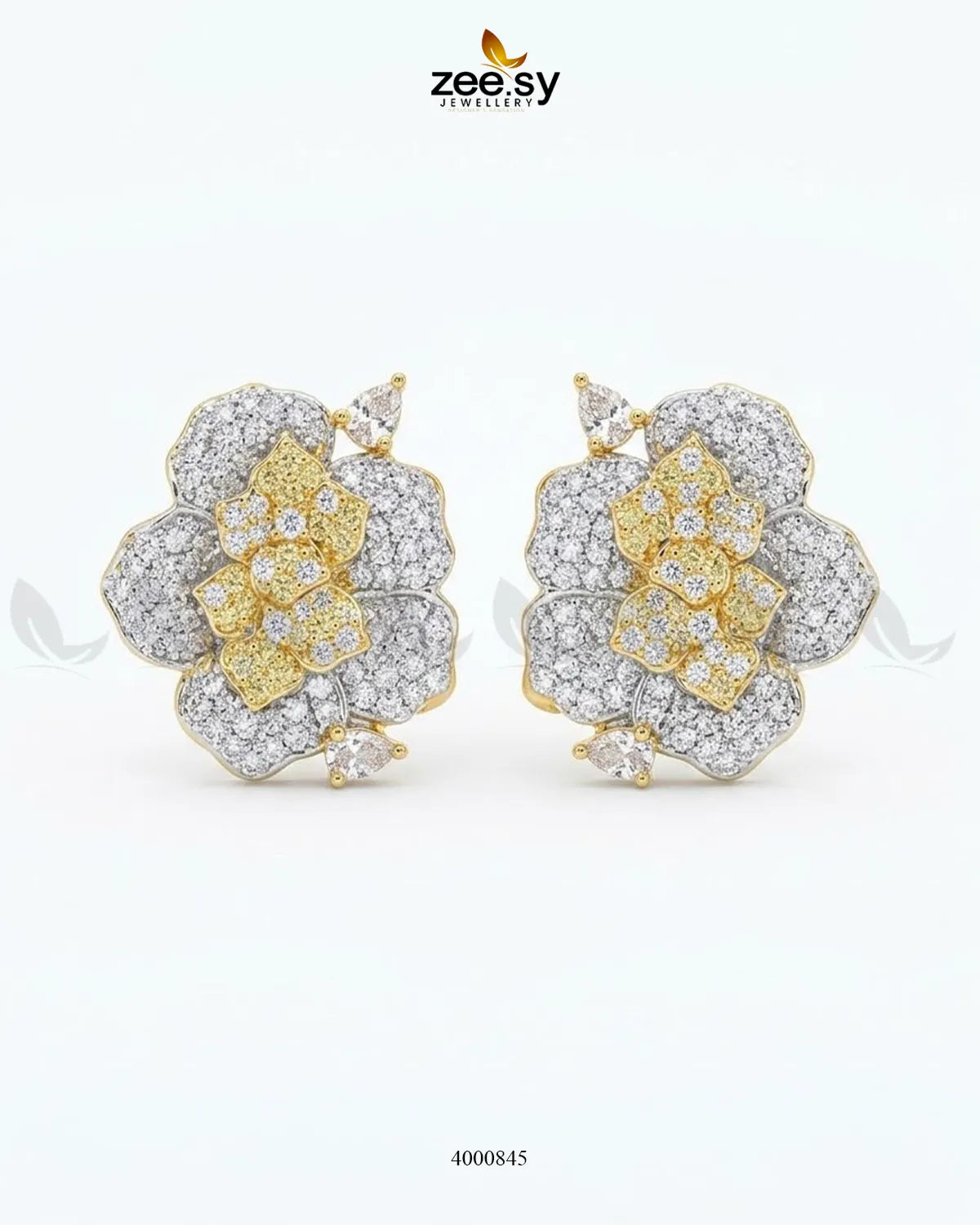 Forest Pave Zircon Earrings - Golden – Earrings by Zee.Sy Jewellery (view 2)