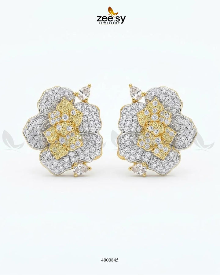 Forest Pave Zircon Earrings - Golden – Earrings by Zee.Sy Jewellery (view 2)