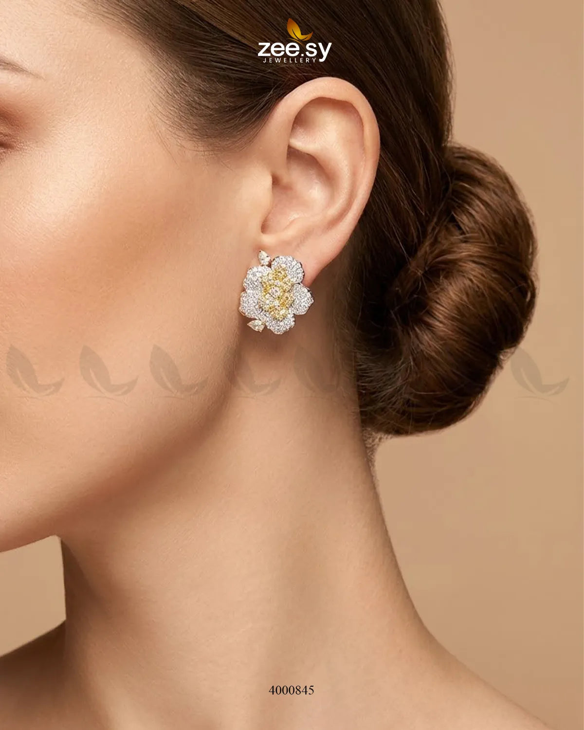 Forest Pave Zircon Earrings - Golden – Earrings by Zee.Sy Jewellery