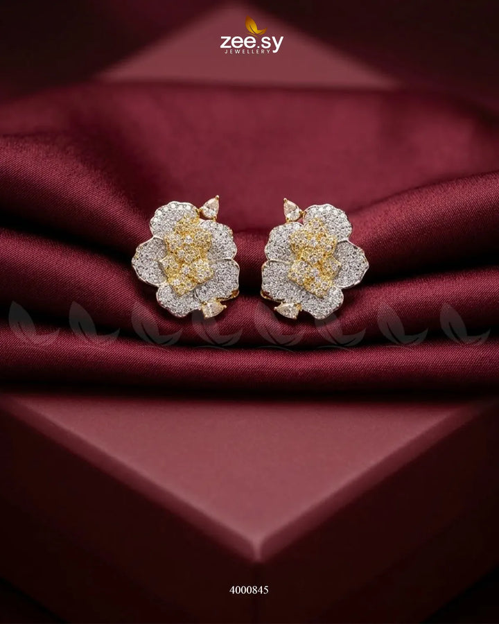 Forest Pave Zircon Earrings - Golden – Earrings by Zee.Sy Jewellery (view 3)